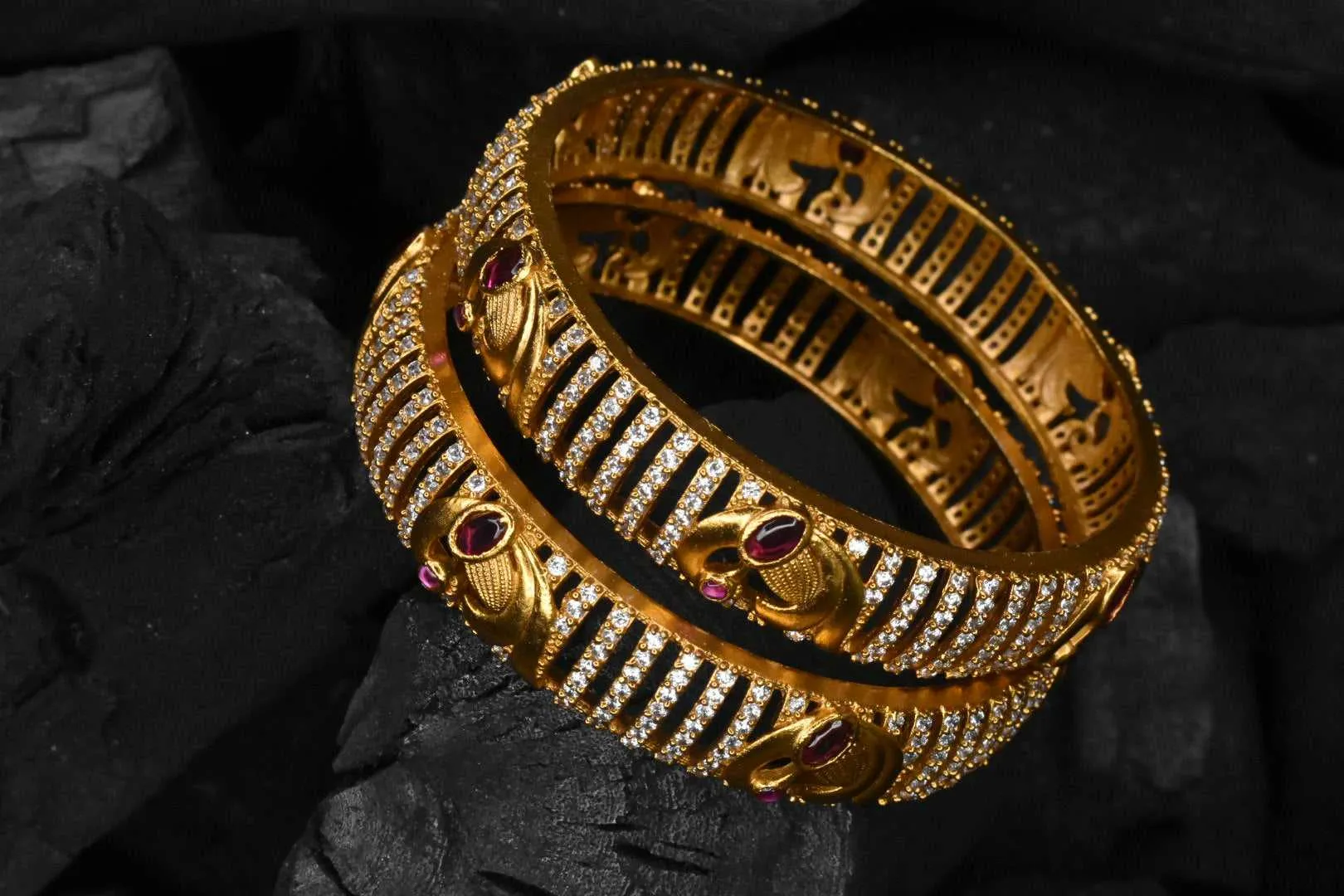 Matt Finish Gold Designer Bangles