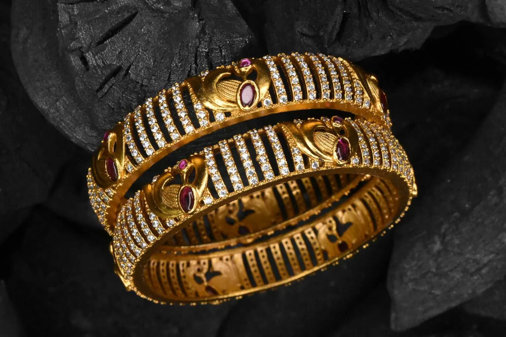 Matt Finish Gold Designer Bangles