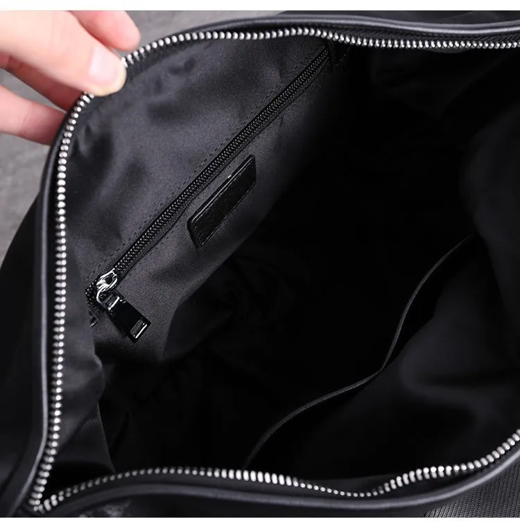 Mens Black Nylon Crossbody Bag Black Crossbody Nylon Bag Womens Leather Nylon Shoulder Bag