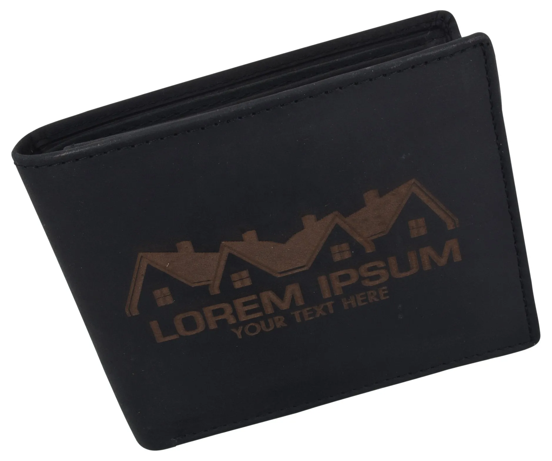 Mens Genuine Leather Real Estate Logo RFID Bifold Wallet Gift Promo /53HTC Real Estate