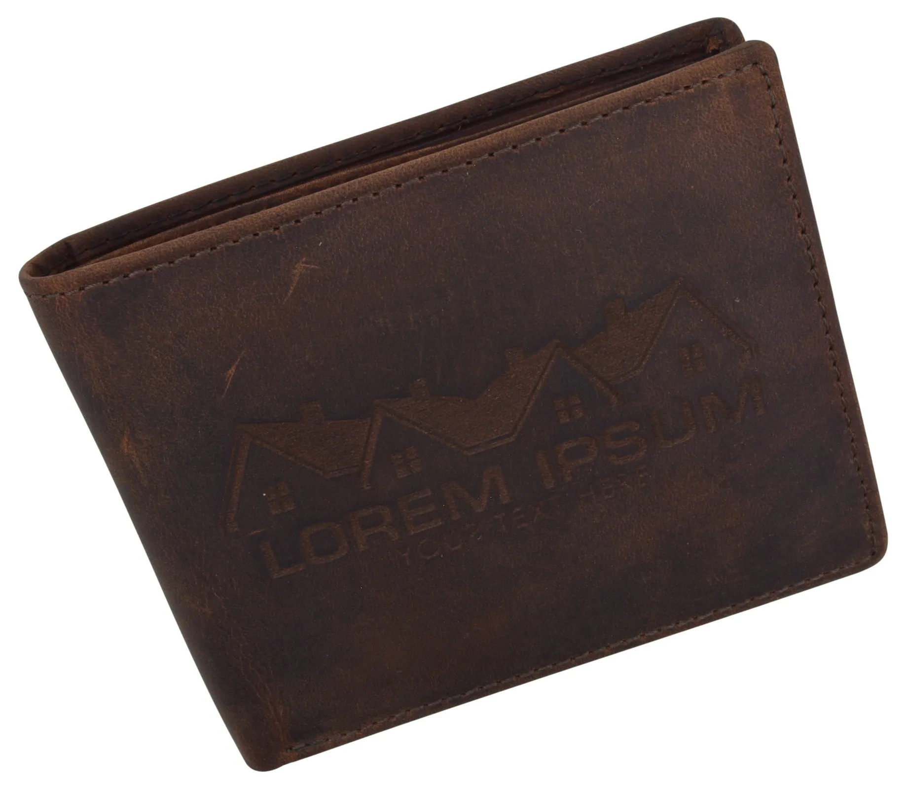 Mens Genuine Leather Real Estate Logo RFID Bifold Wallet Gift Promo /53HTC Real Estate