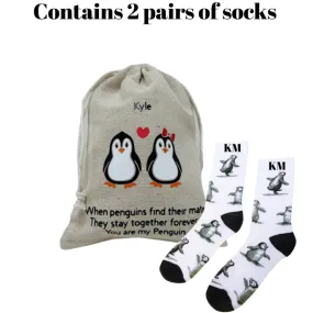 Men's Personalized Socks gift set -Penguin