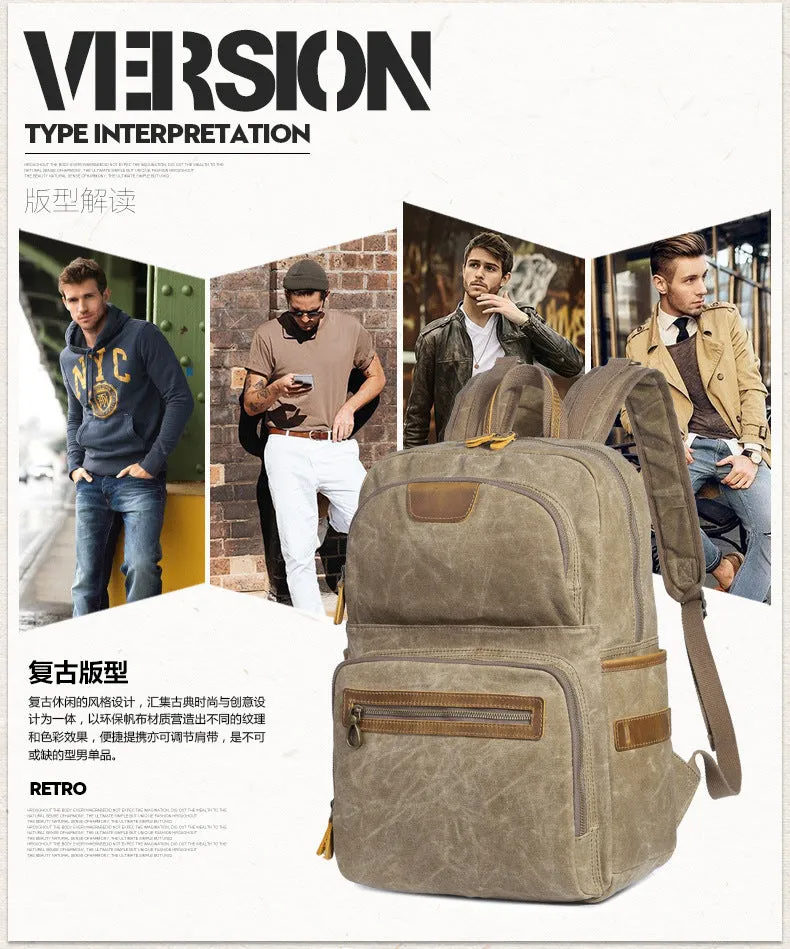 Men's Shoulder Retro Canvas Casual Travel Backpack