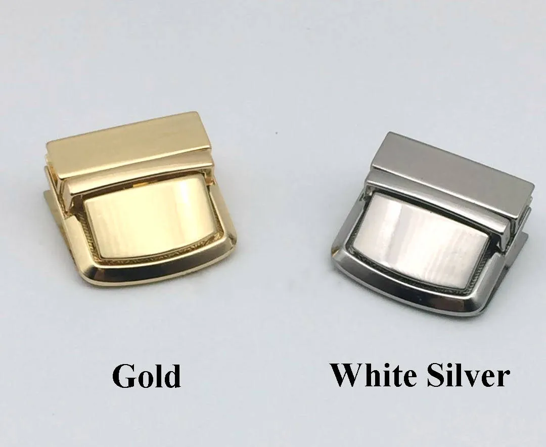 Metal Tuck Lock Thumb Lock 35*33mm Silver Gold Square Shape Catch Lock Latch Clasp Clutch Purse Handbag Hardware Repair