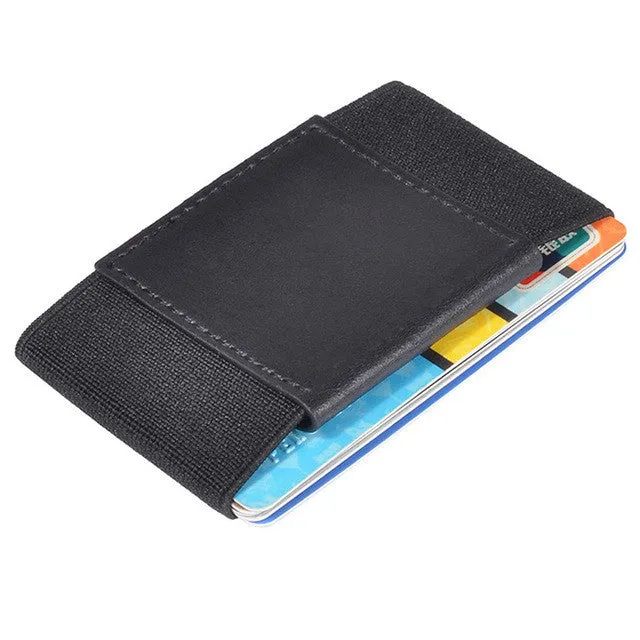 Minimalist Slim Elastic Credit Card Holder Wallet - Brown/Black