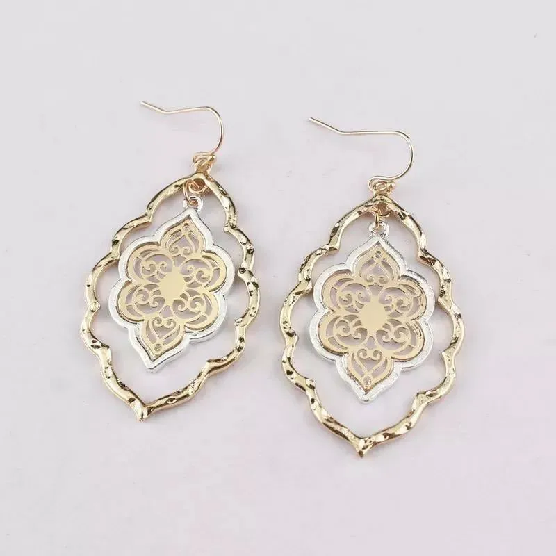 Moroccan Filigree Earrings - Gold / Silver