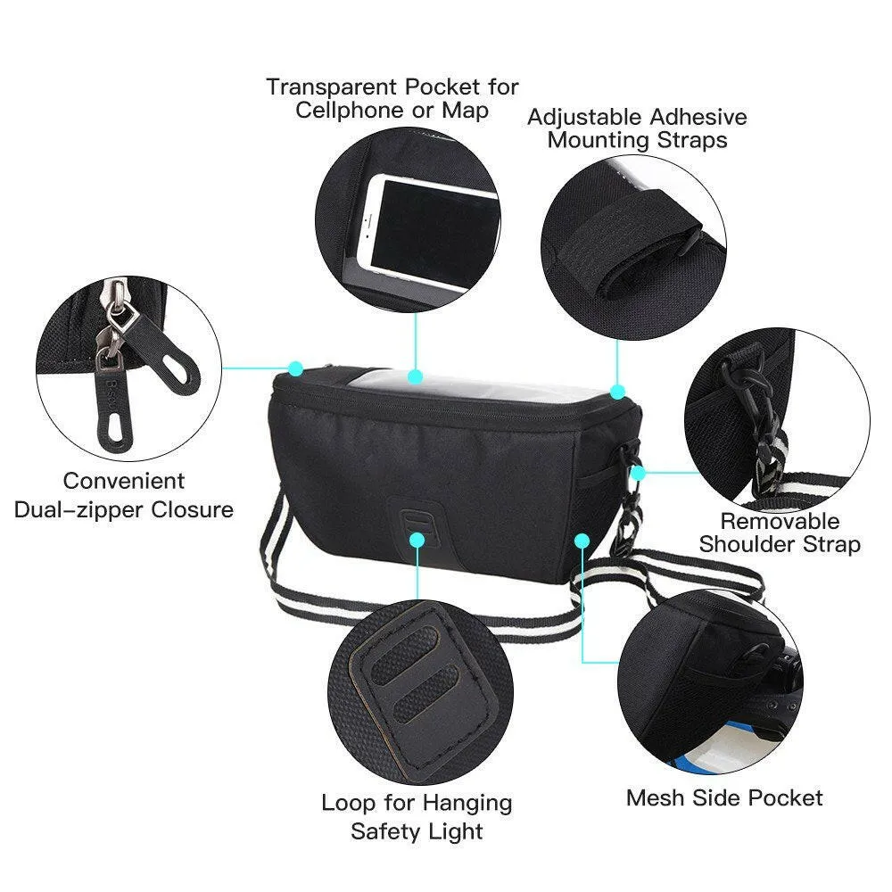 Multi-functional Bicycle Handlebar Bag with Touchscreen Pocket Cycling Front Frame Bag Pack Crossbody Shoulder Bag