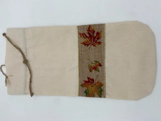 Muslin Gift Bag with Leaf Trim