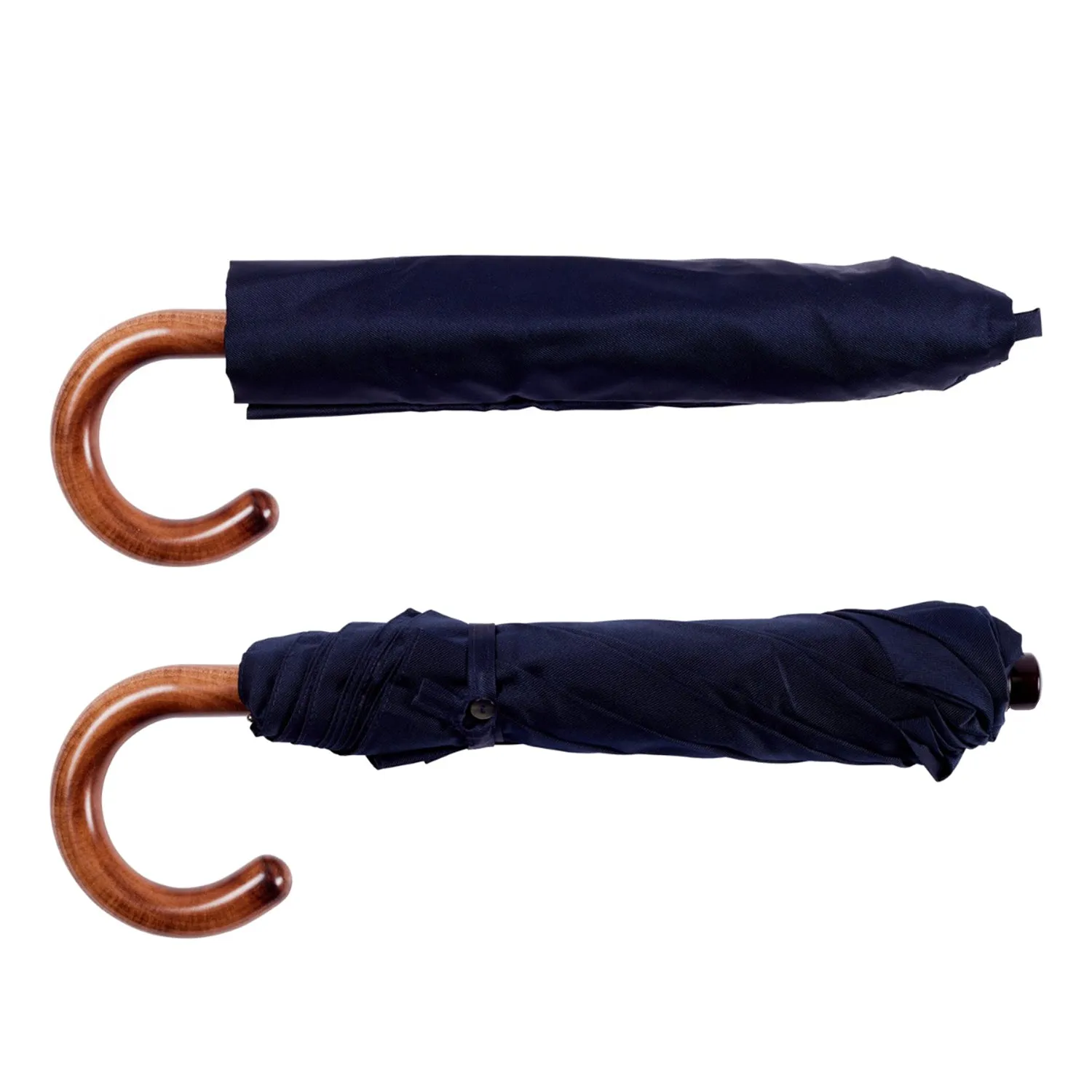 Navy Travel Umbrella with Maple Handle