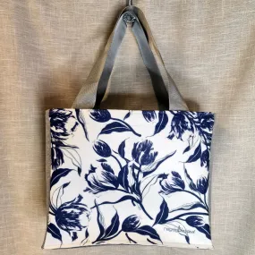 Navy Tulips - Recycled Felt Shopper Bag