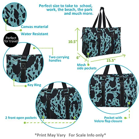 Neon Cow Turquoise NGIL Zippered Caddy Organizer Tote Bag