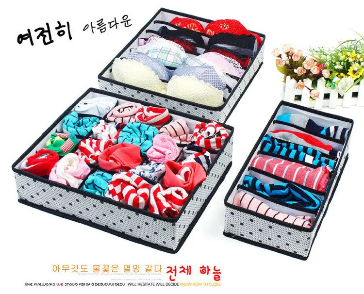 New 3 Pcs/set Storage Box Set For holder Bra Underwear Tie Socks with 6/7/24 cell