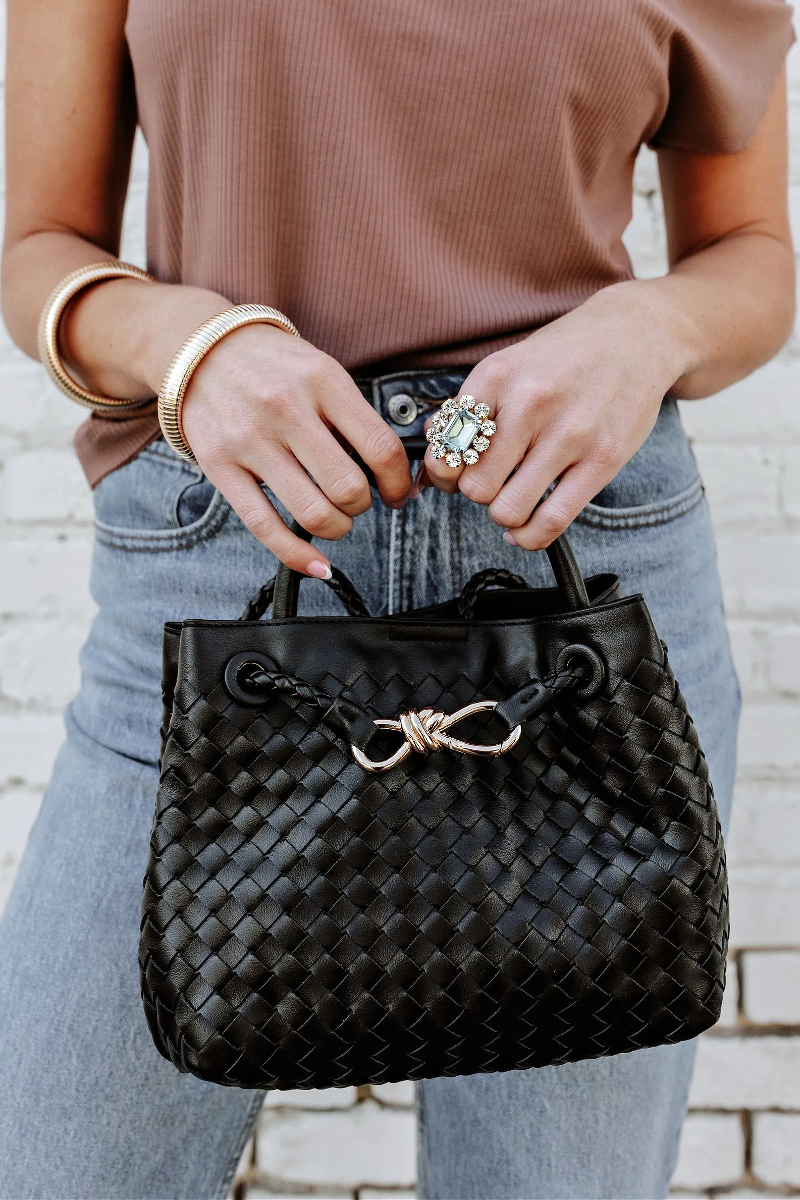 NEW!! Icon Woven Bow Purse in Black or Cream