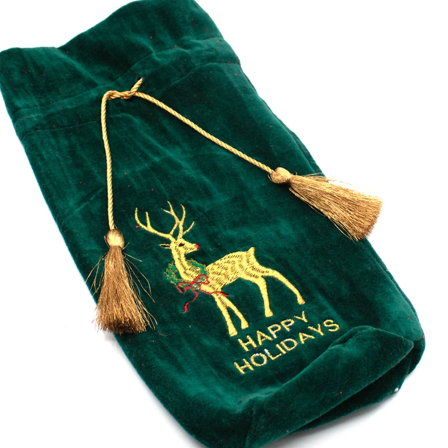 OAK Reindeer Embroidered Green Wine Bag