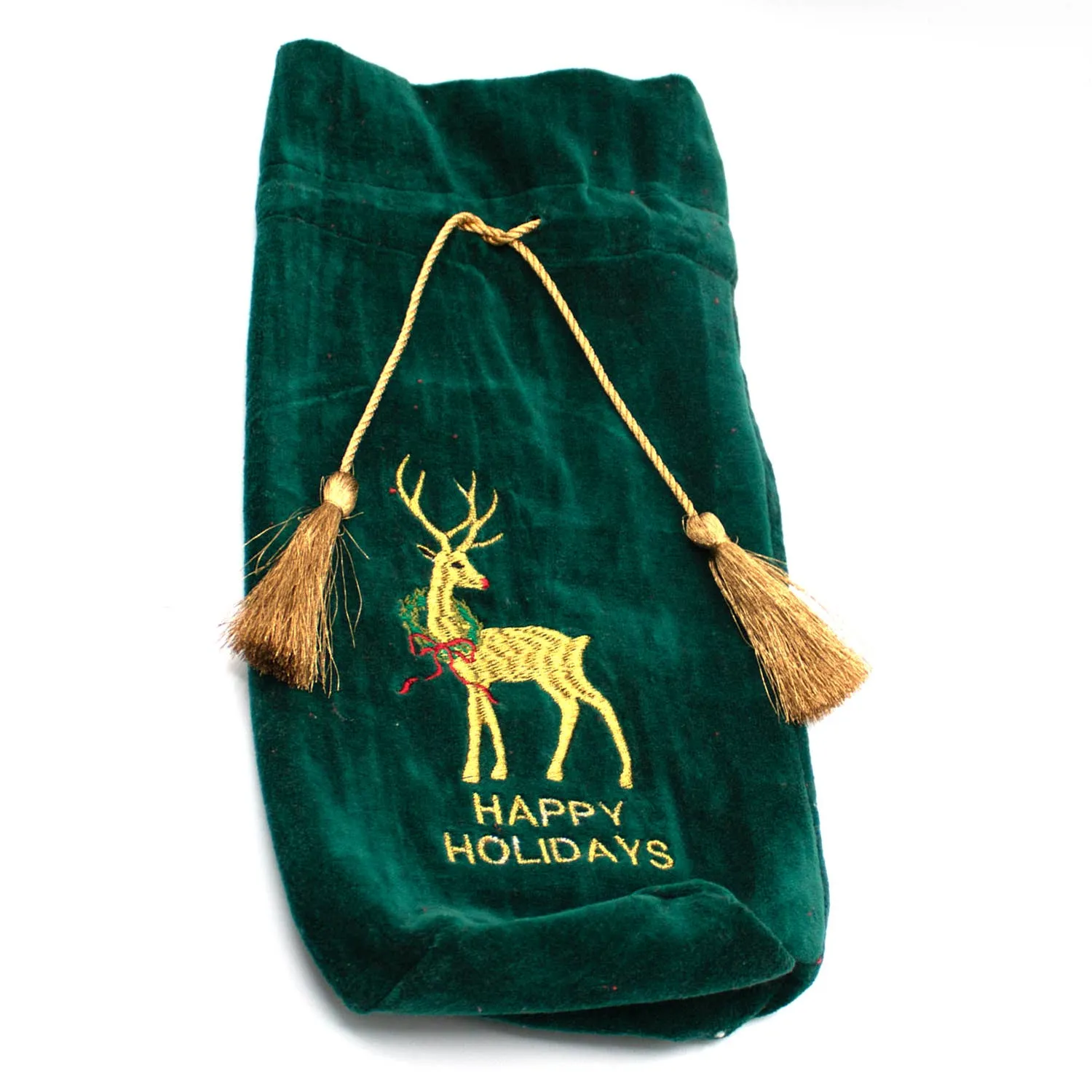 OAK Reindeer Embroidered Green Wine Bag