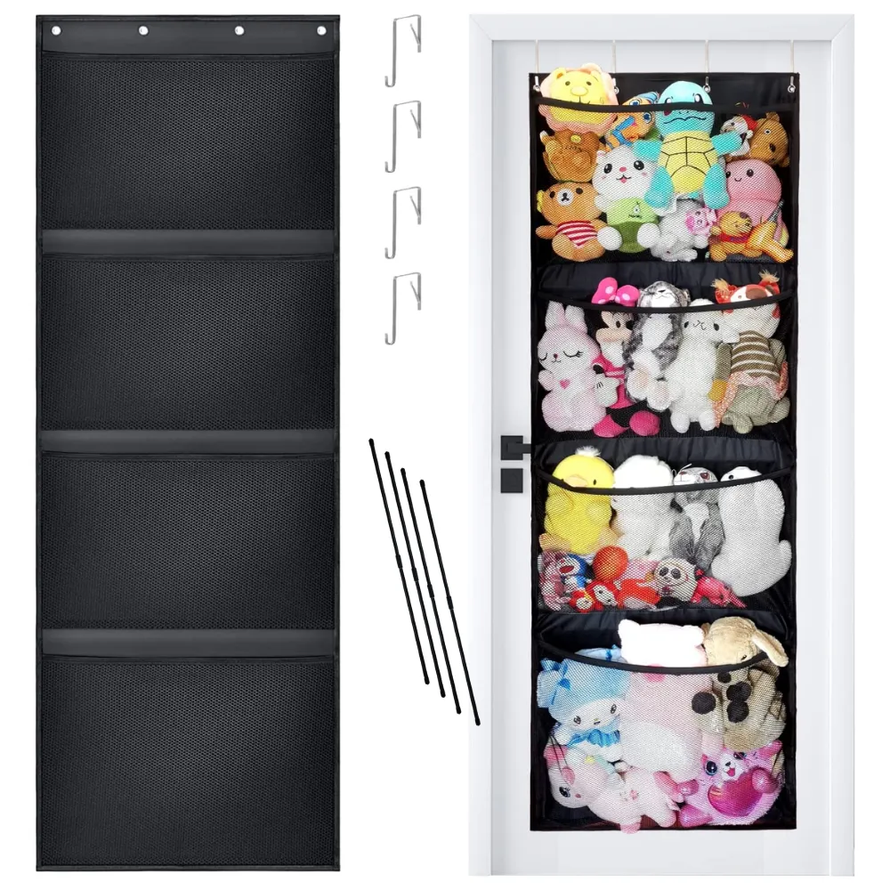 Over Door Stuffed Animal Storage 4 Large Pockets (22*64.5 IN)