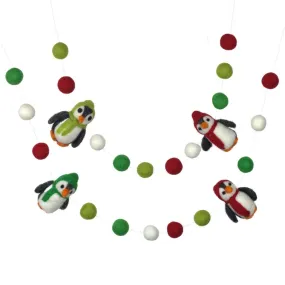 Penguin Felt Christmas Garland- Red & Green