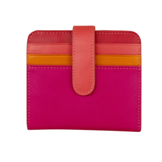 Pink Sunset Leather Bi-Fold Wallet, Colorful Leather Wallet