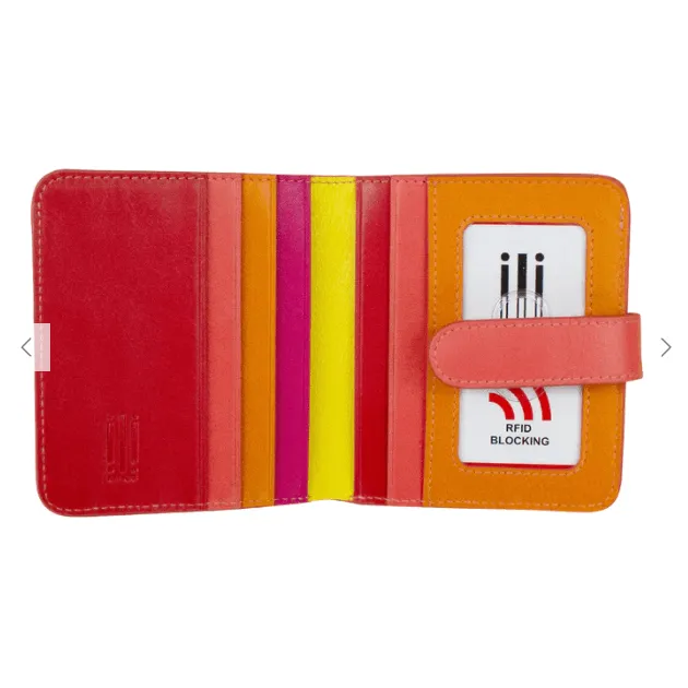 Pink Sunset Leather Bi-Fold Wallet, Colorful Leather Wallet