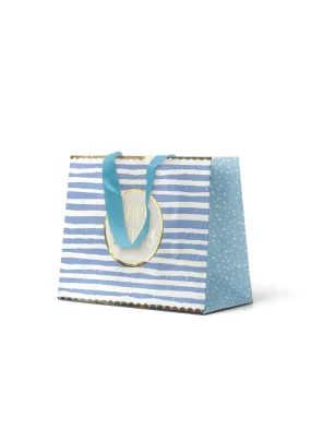 Premium Gift Bag Medium: Embossed & Foiled Blue Stripes