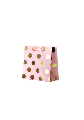 Premium Gift Bag Small: Foiled Silver Spots on Pink