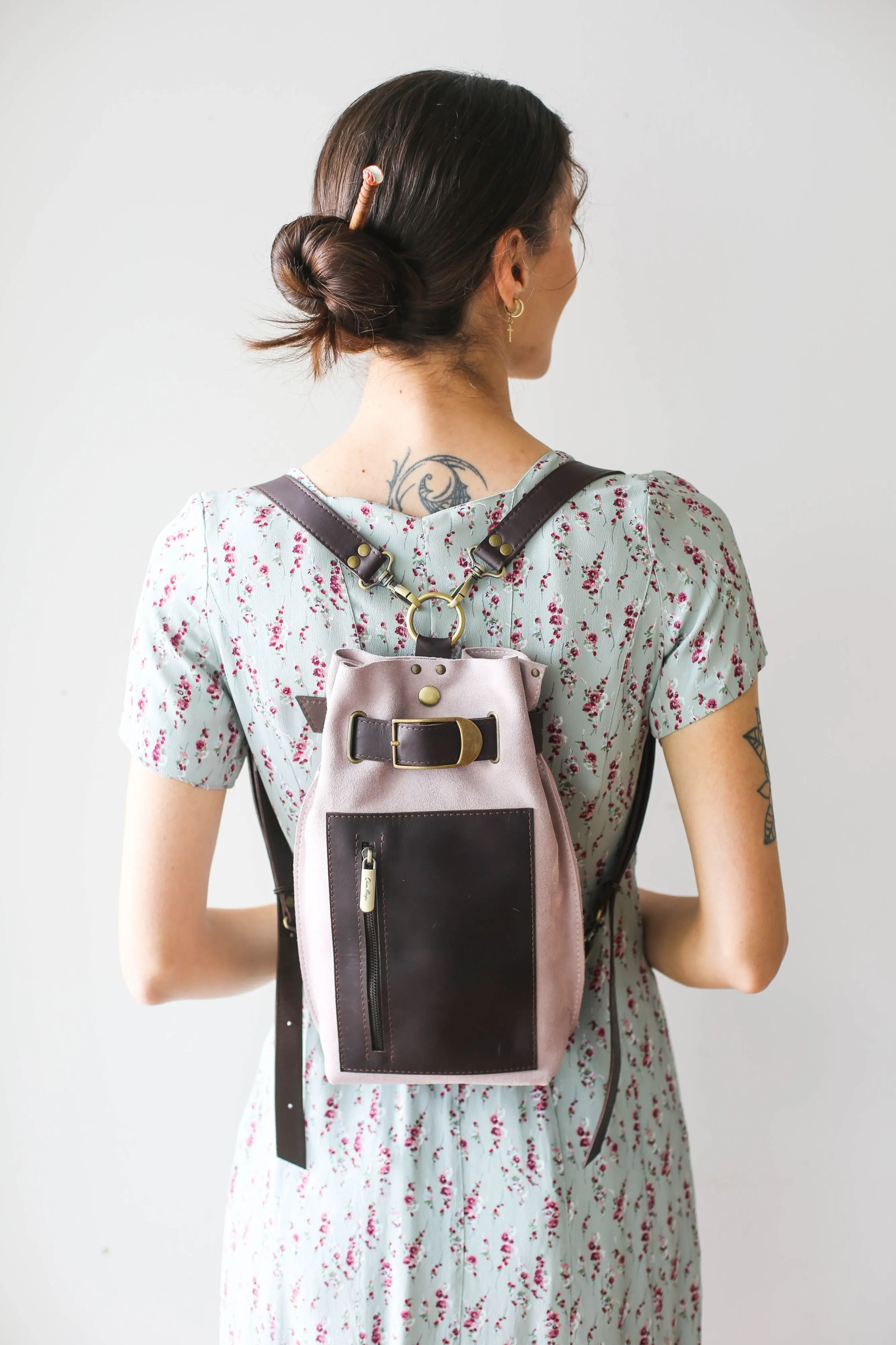 Purple Suede Sling Backpack