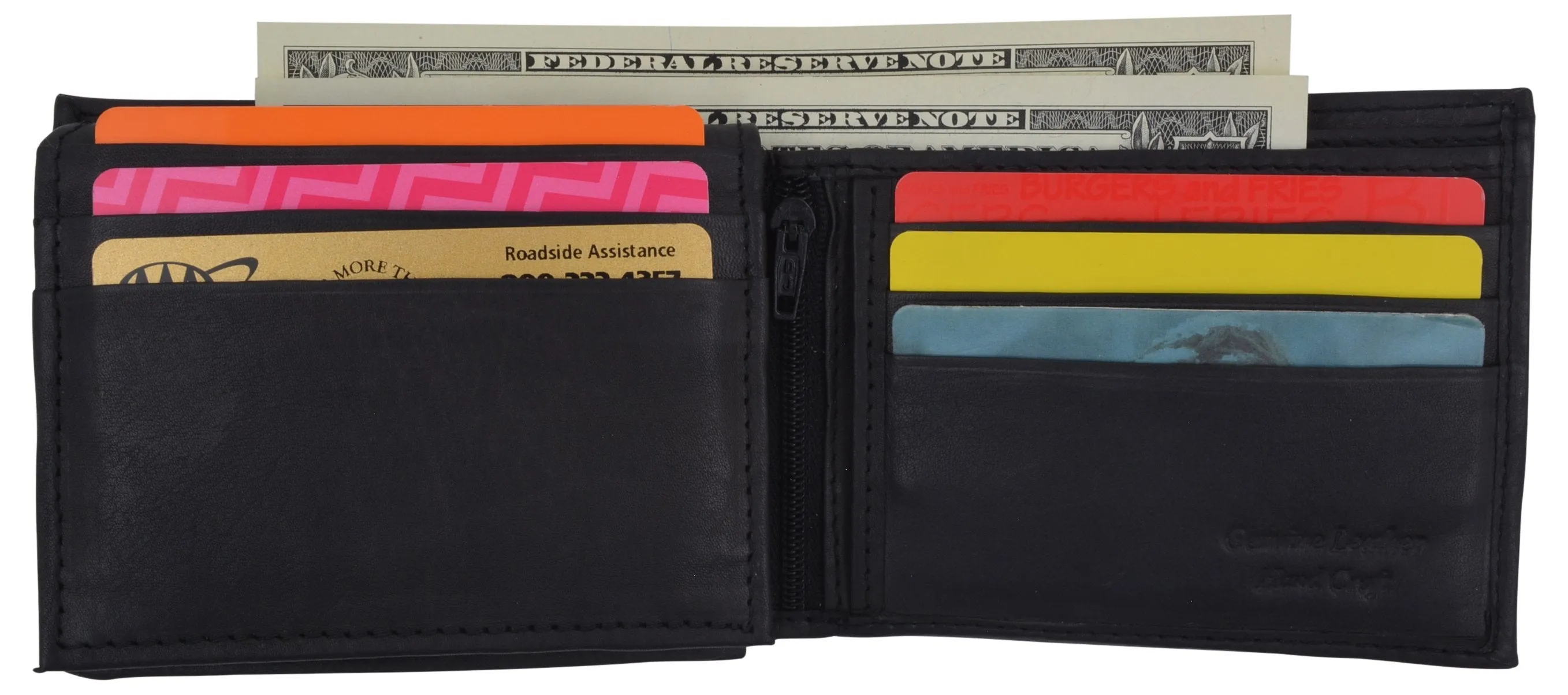 RFID Cow Napa Leather Extra Capacity Bifold Credit Card ID Mens Wallet New RFIDCN1853