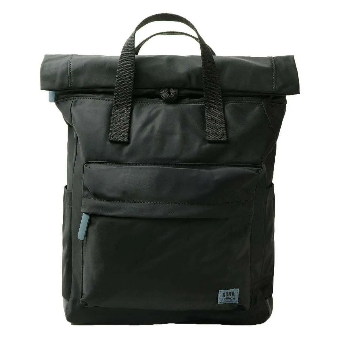 Roka Canfield B Medium All Black Recycled Nylon Backpack - Black/Airforce Grey