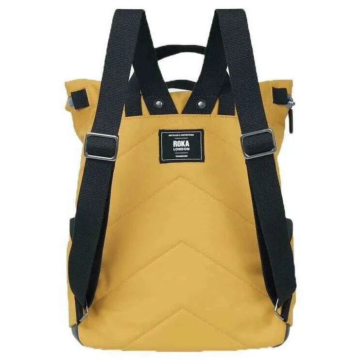 Roka Canfield B Medium Black Label Recycled Canvas Backpack - Flax Yellow