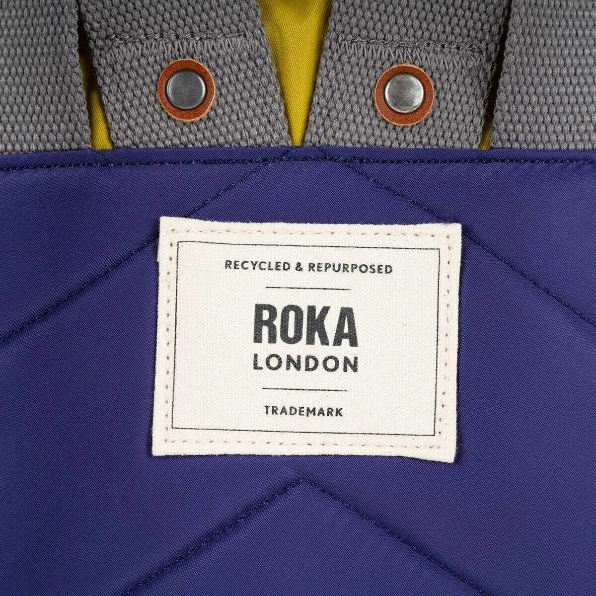 Roka Canfield B Small Creative Waste Colour Block Recycled Nylon Backpack - Purple/Yellow/Green