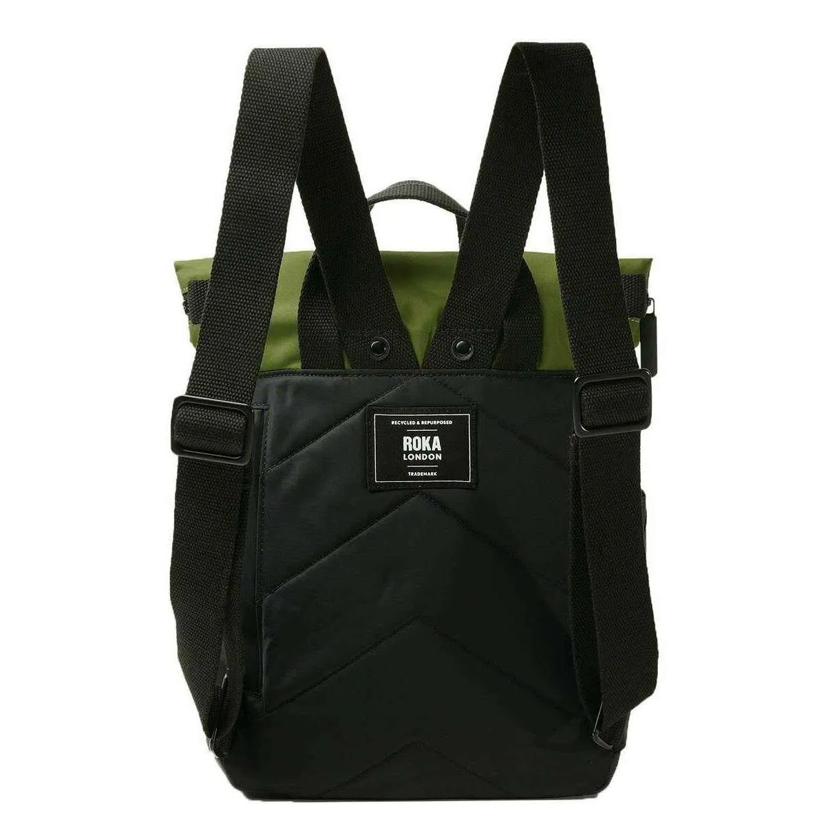 Roka Canfield B Small Creative Waste Two Tone Recycled Nylon Backpack - Black/Avocado Green