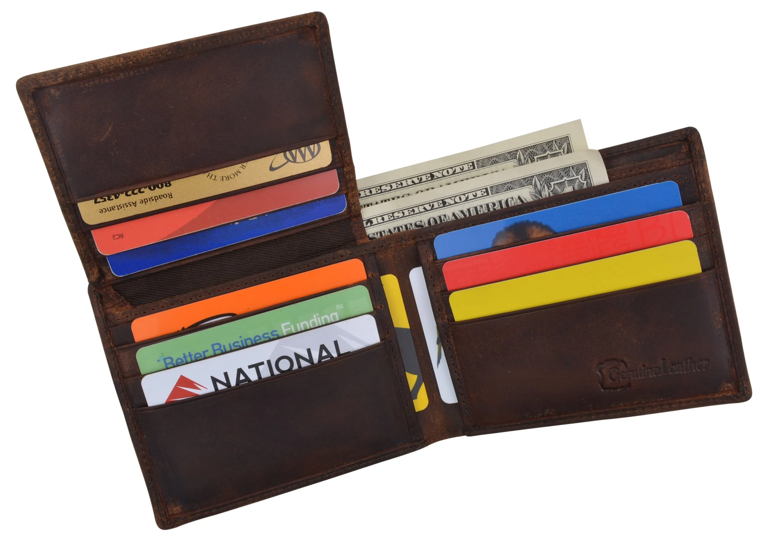 Route 66 Mens RFID Bifold Credit Card ID Genuine Leather Wallet /53HTC Route66