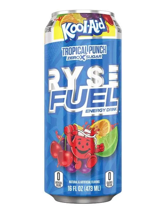 RYSE Fuel Energy Drink, Kool-Aid Tropical Punch - 12 x 473 ml