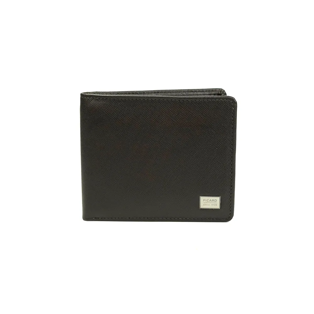 Saffiano Men's Bifold Leather Wallet with Coin Compartment (Cafe)