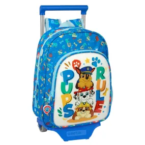 School Rucksack with Wheels The Paw Patrol Pups rule Blue 26 x 34 x 11 cm