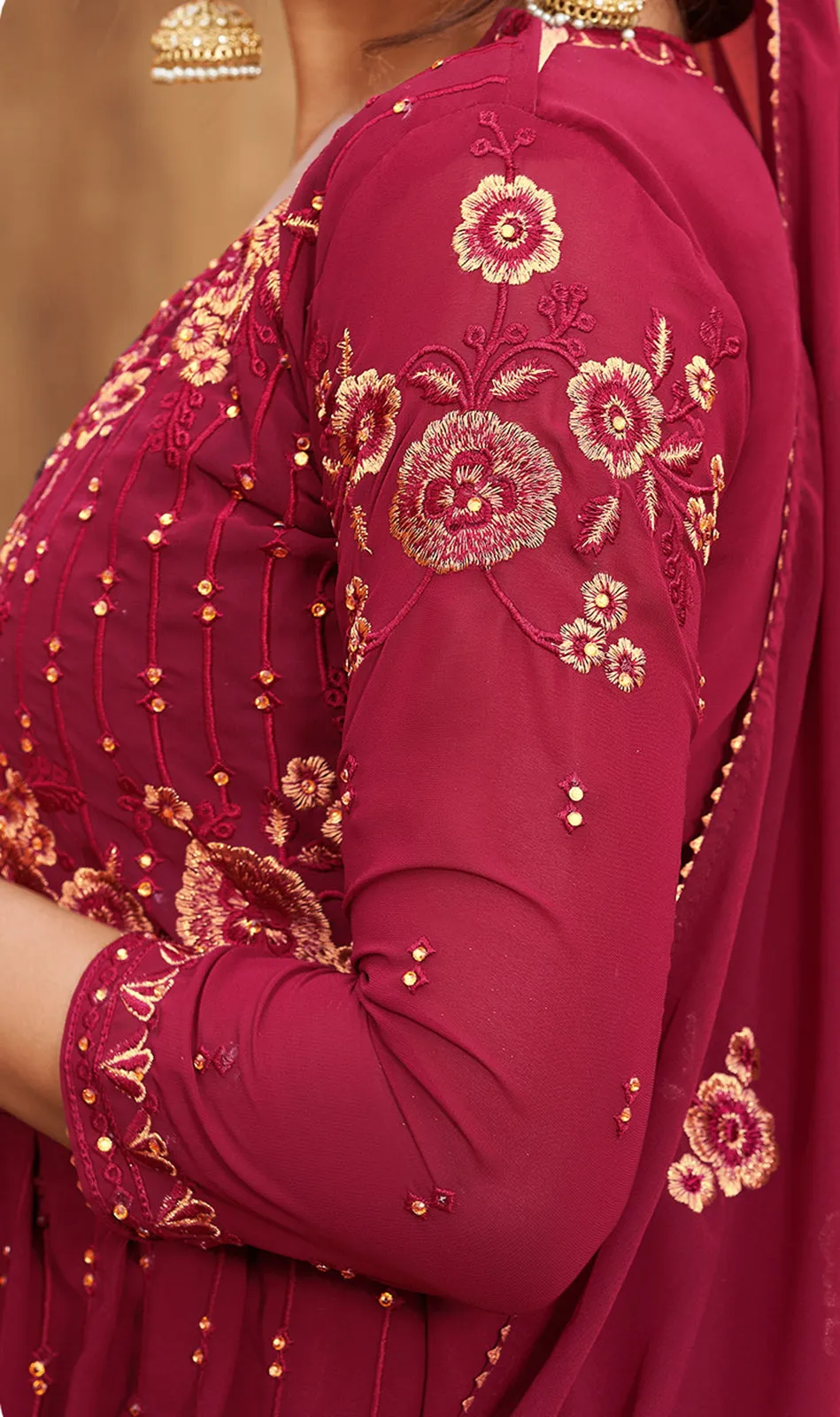 Sharara Set in Hot Pink Beautifully Embroidered Suit