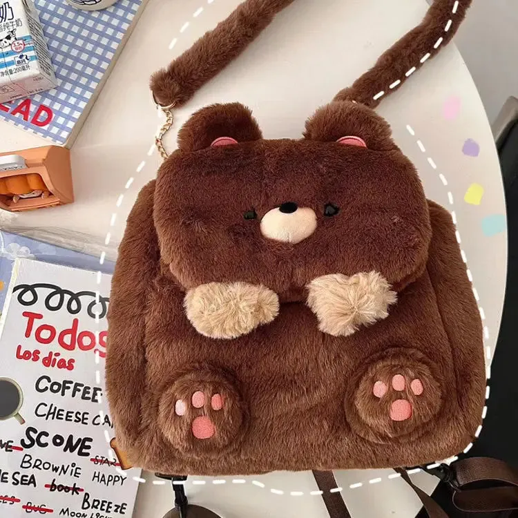 Sohiwoo Japanese Cartoon Large Capacity Storage Bag Backpack Schoolbag Student Crossbody Bag School Bag Kawaii Plush Bear