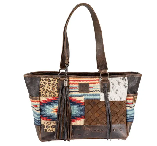 STS Ranchwear Chaynee Mountain Patchwork Cowhide Hair-On Conceal Carry Tote STS33219