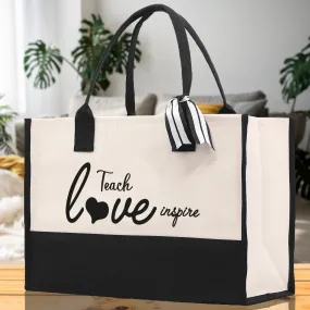 Teach Love Inspire Canvas Tote Bag Teacher Bag Teacher Gift Teacher Retirement Gift Best Teacher Gifts Teacher Appreciation Gift