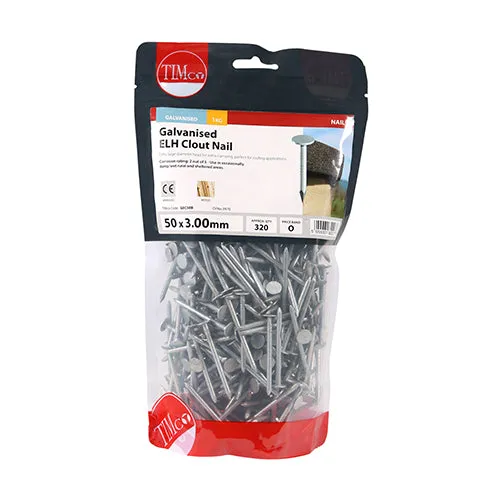 TIMco Galvanised Extra Large Head Clout Nails 50mm