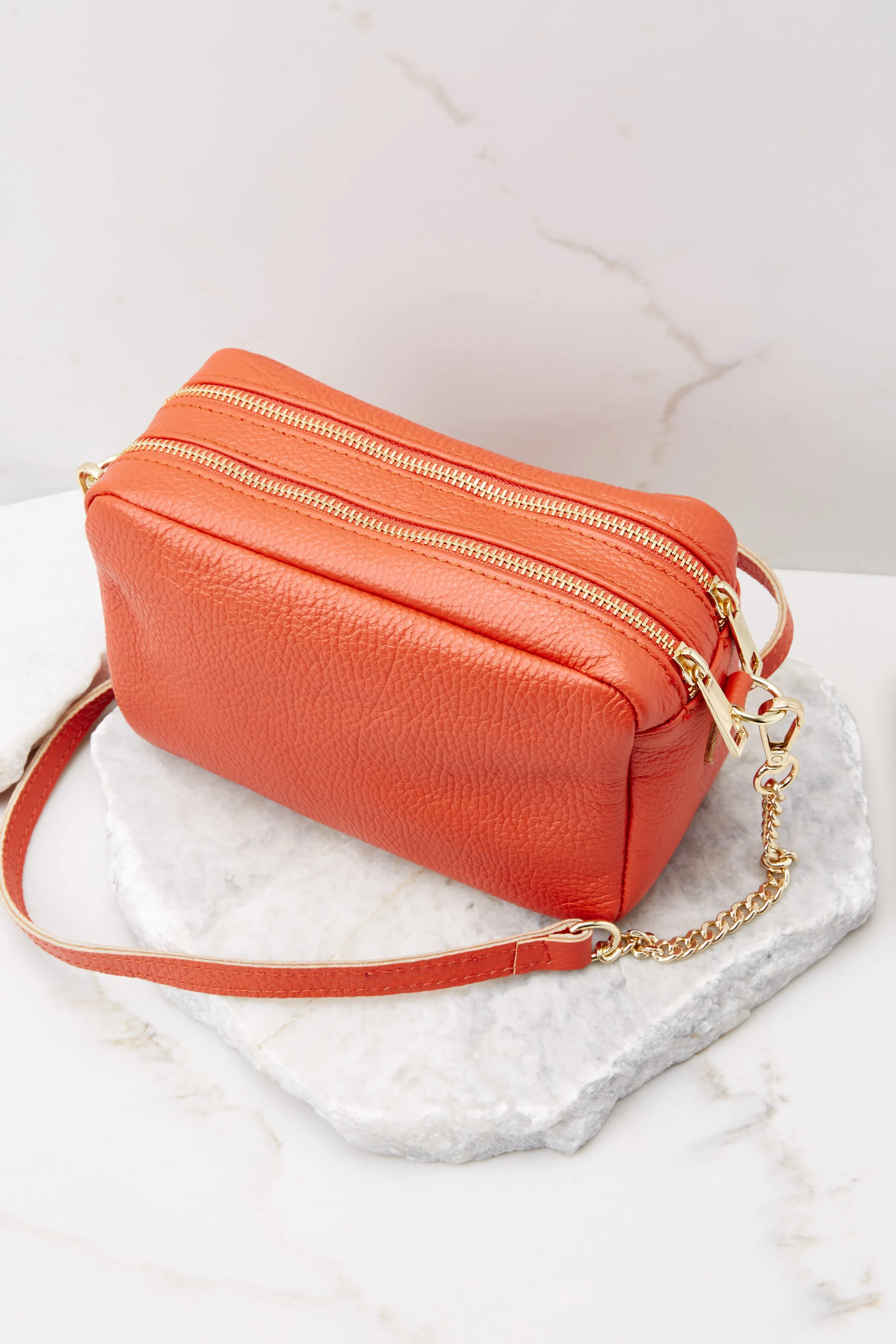 Too Chic Burnt Orange Leather Bag