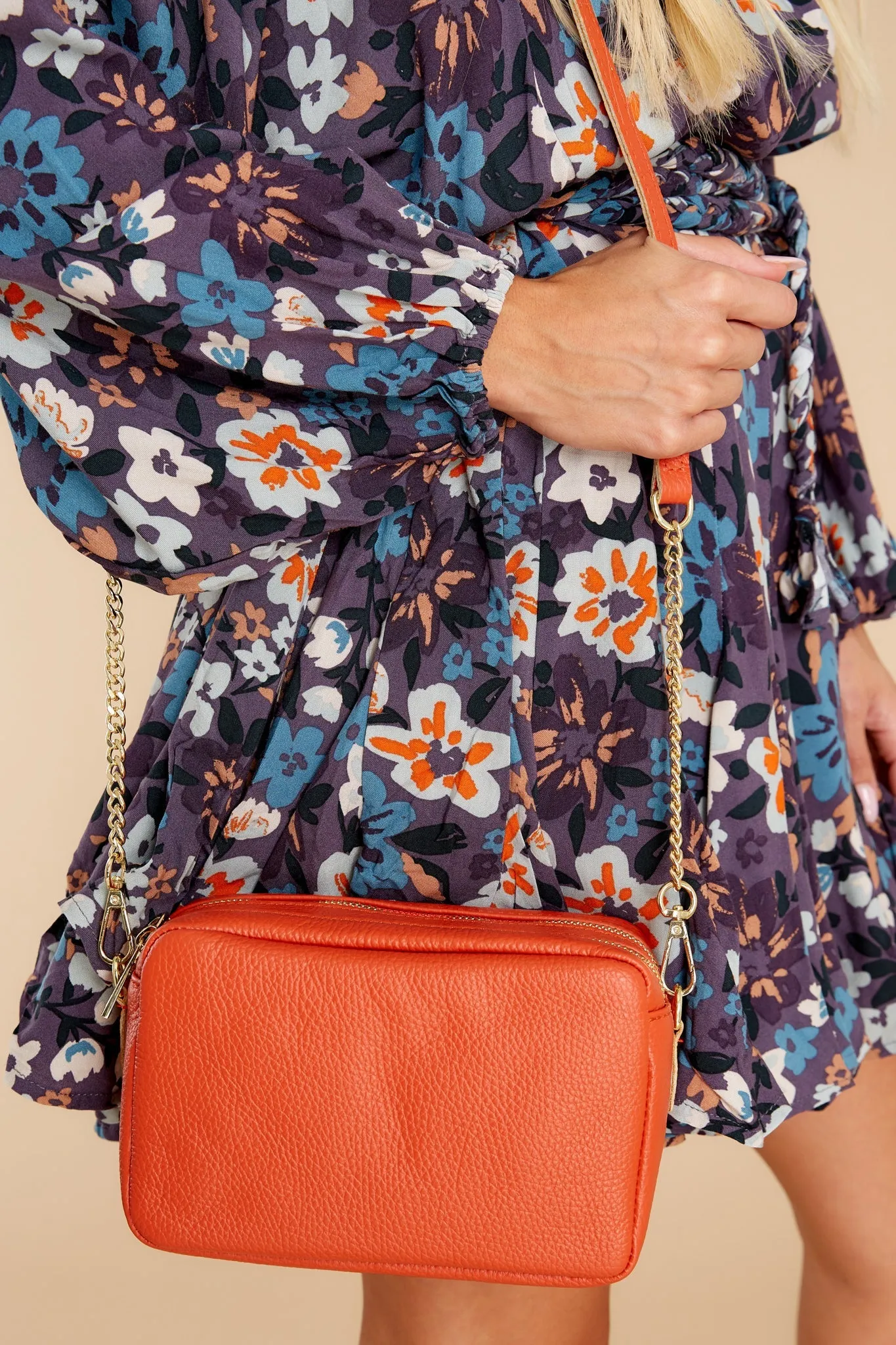 Too Chic Burnt Orange Leather Bag