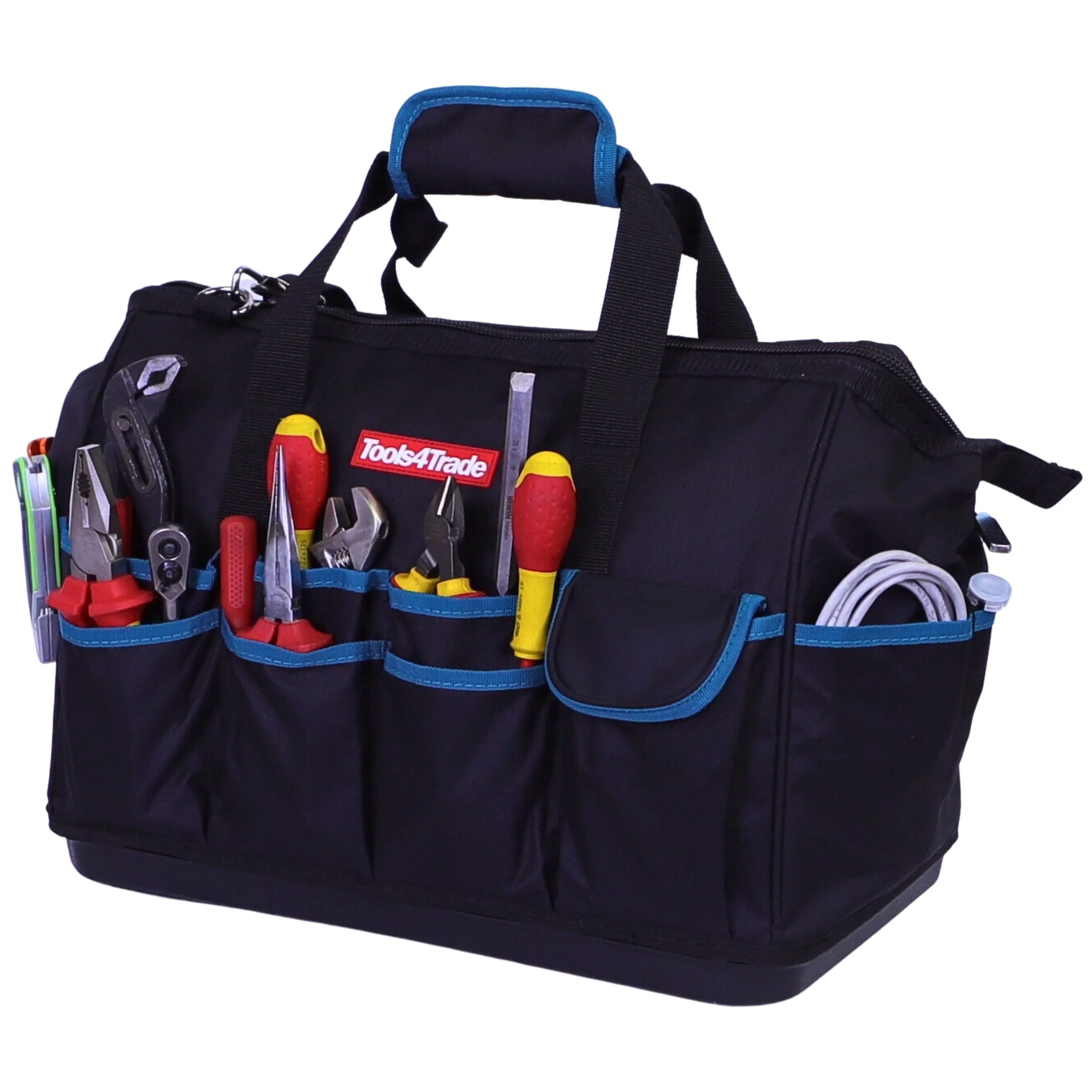 Tools4Trade 18" Tool Bag with Multi-Pockets & Hard Base - Blue