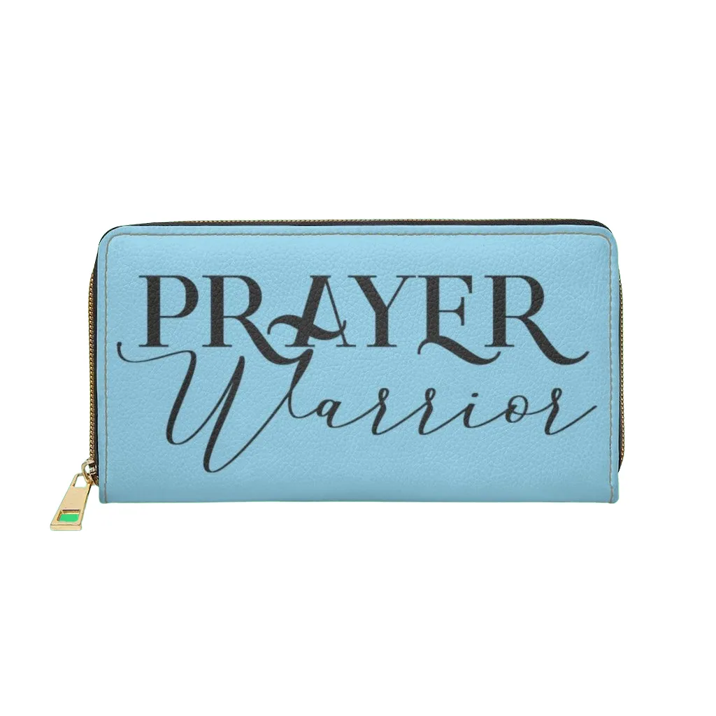 Uniquely You Womens Wallet - Zip Purse / Sky Blue & Black Prayer Warrior