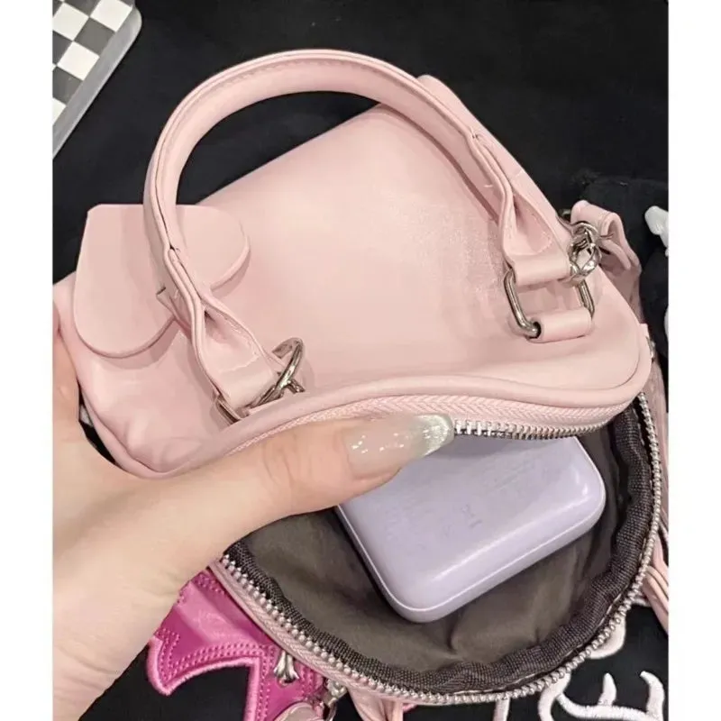 Uniwim Sweet Pink Mini Bag Purse Women Hot Girls Handle Casual Crossbody Bags Female Fairycore Aesthetic Messenger Shell Bag