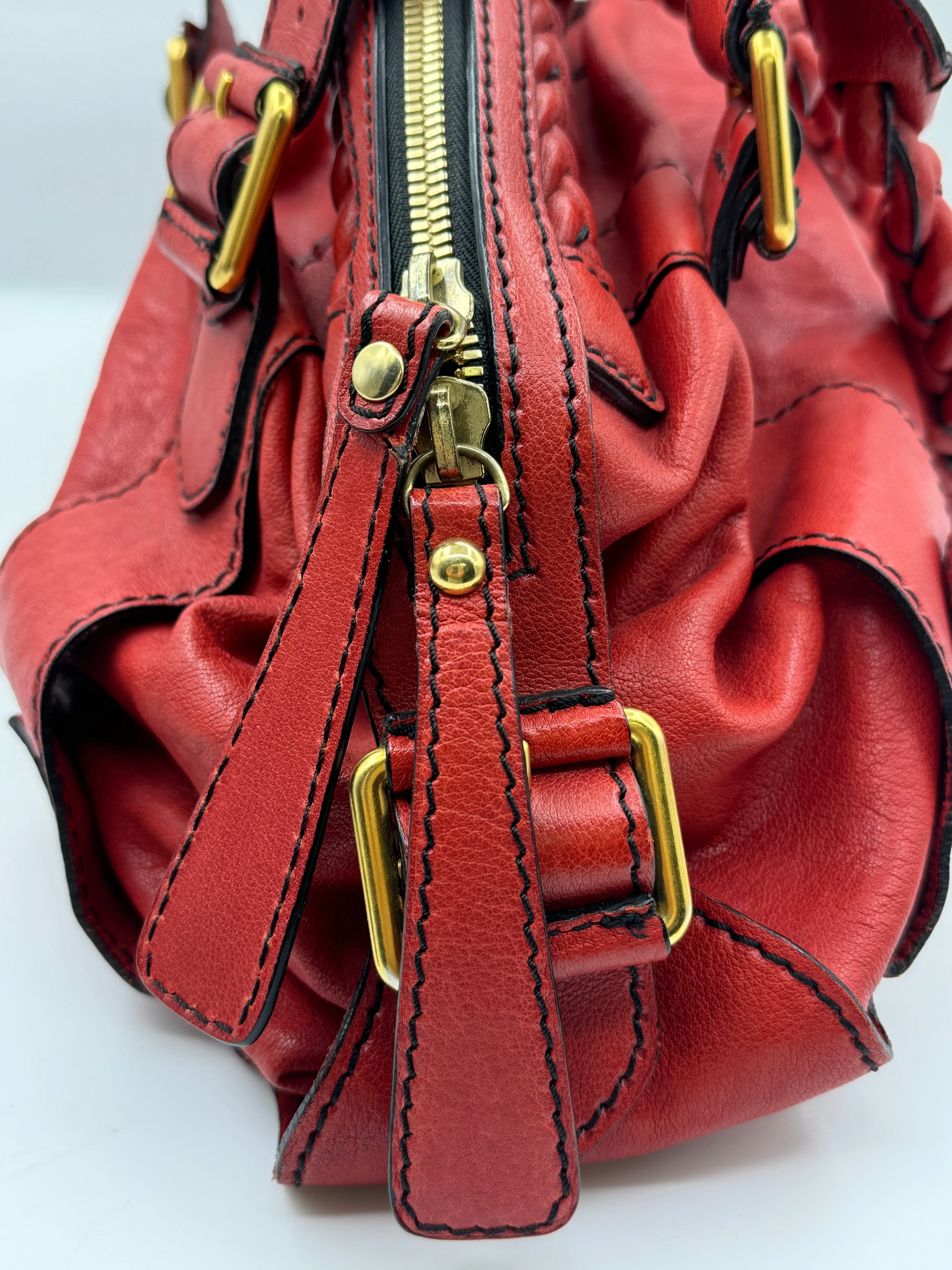 Valentino, Red Leather Hobo Bag Y2K