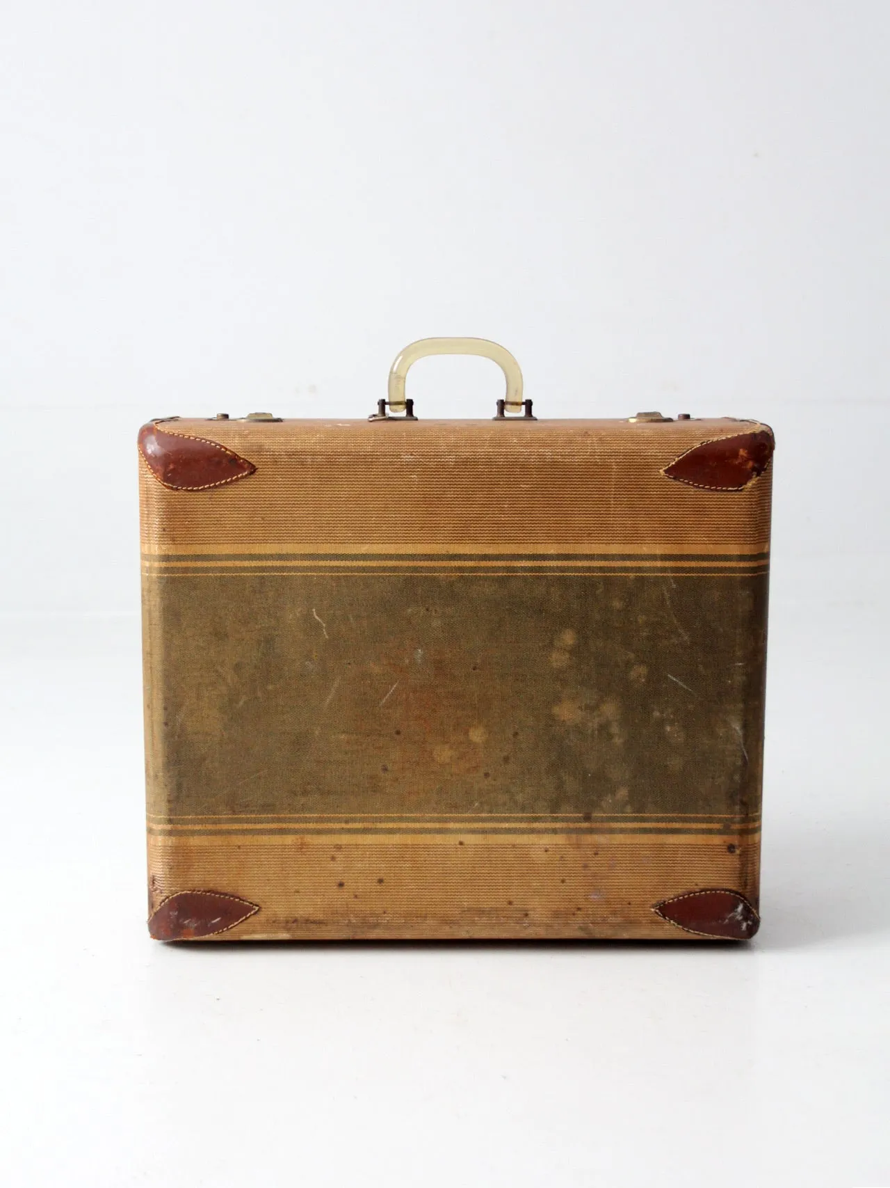 vintage striped canvas suitcase