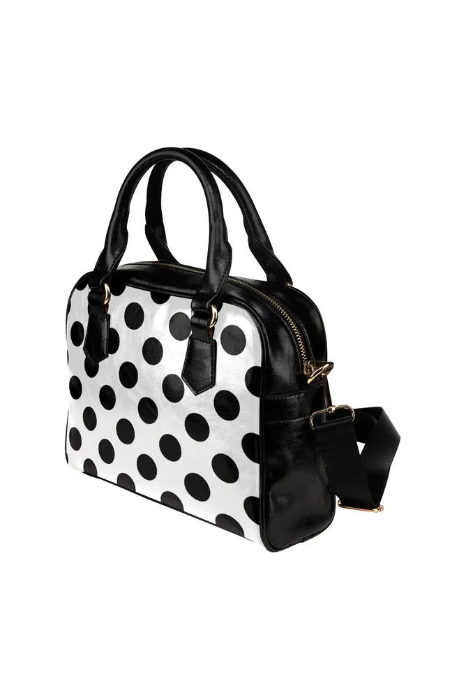 White & Black Polkadots Shoulder Handbag (Model 1634)