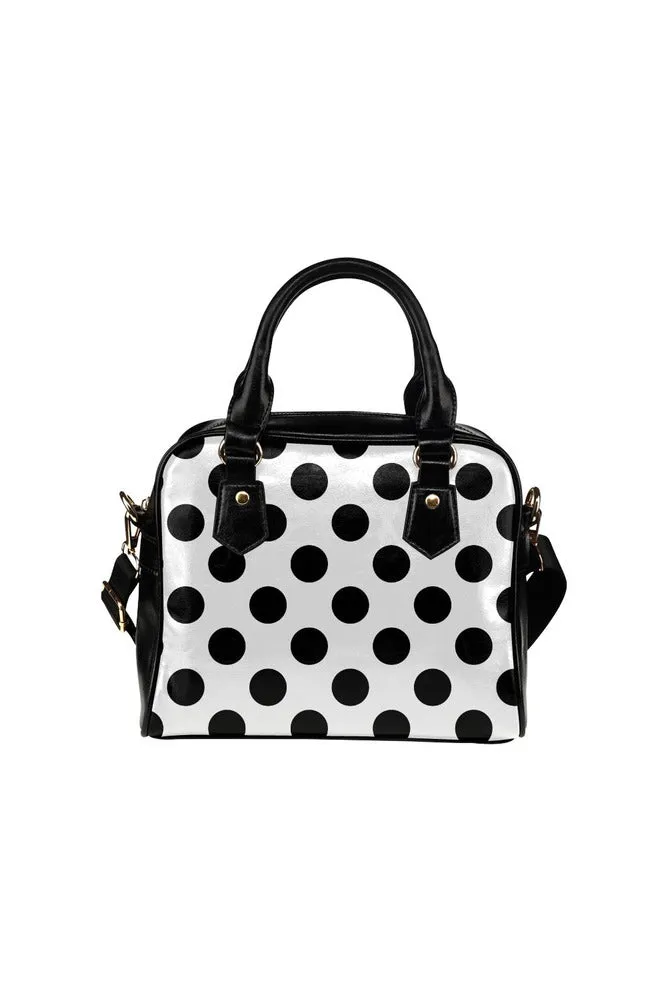 White & Black Polkadots Shoulder Handbag (Model 1634)