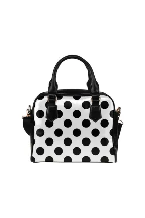 White & Black Polkadots Shoulder Handbag (Model 1634)